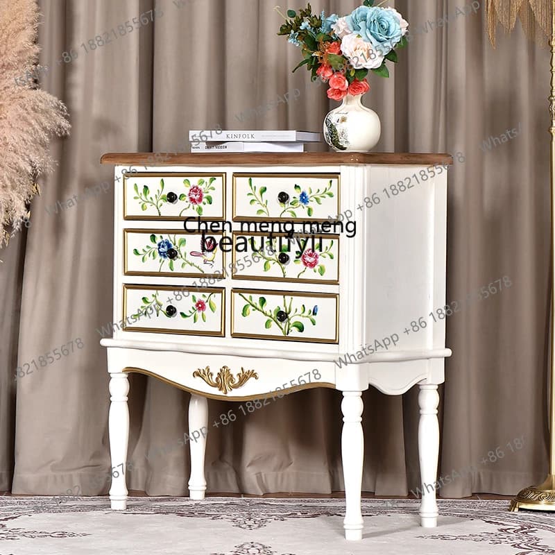 X Entrance Cabinet Solid Wood Living Room Entryway Storage Six-Drawer Organizer Bedside Living Room Sideboard