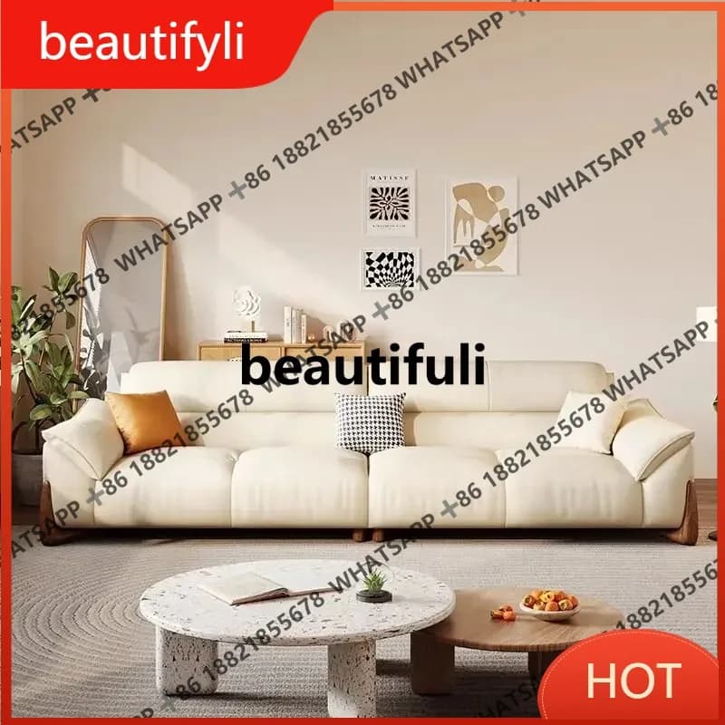 D80 Home Furniture Luxury I Shaped Sofa Couchs Simple Luxury Modern Comfortable Genuine Leather Living Room Sofas And Seating Co