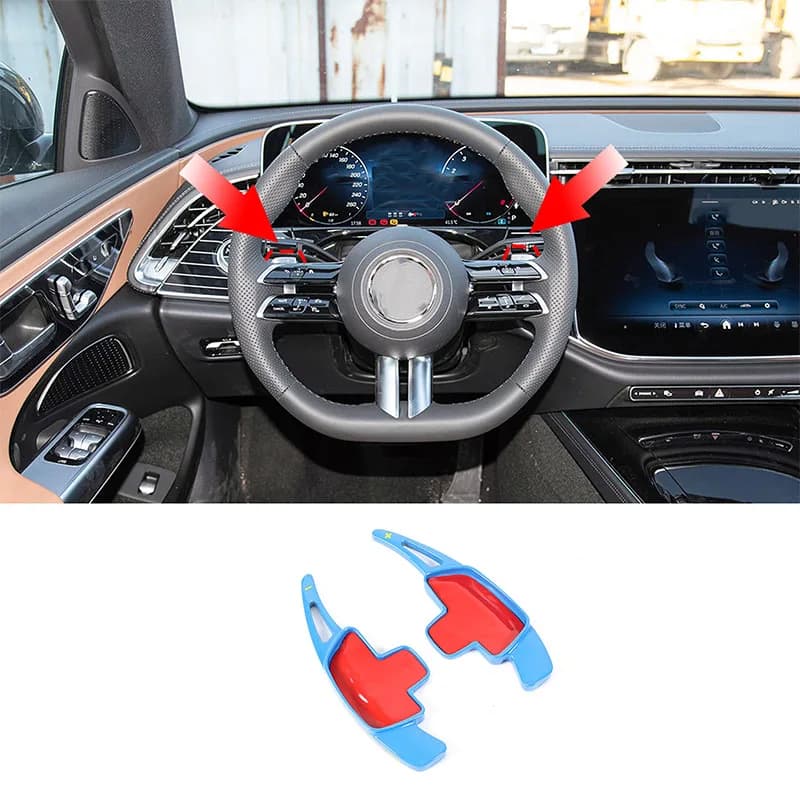 For Mercedes-Benz E Class 2023+ Paddle Shifter Blue Aluminum alloy Car Steering Wheel Shift Paddle Extension Shifters