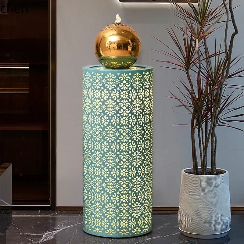 ZML Modern Minimalist Flowing Water Ornament Round Ball Living Room TV Cabinet Floor Fountain Circulating Water