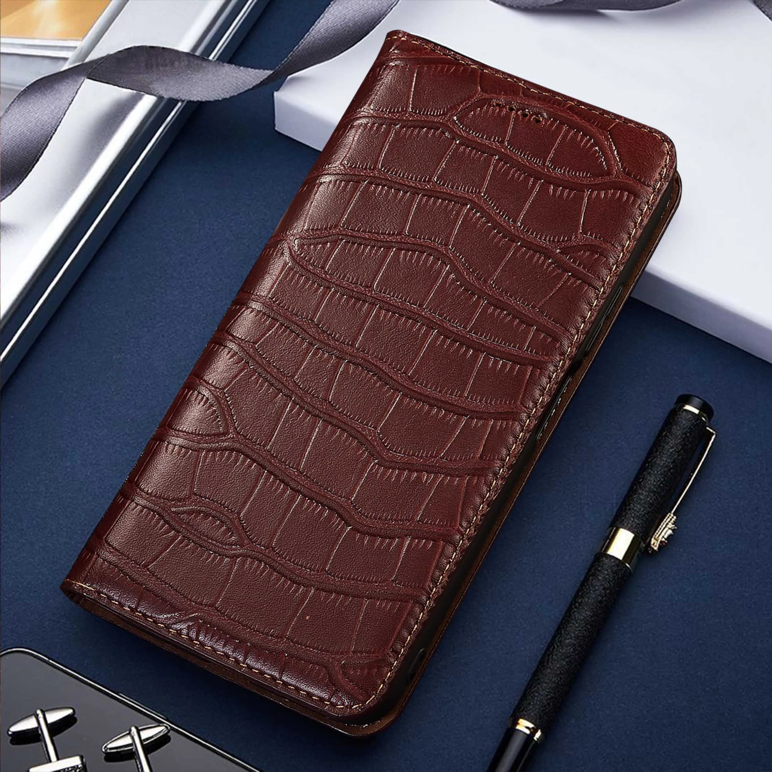 Genuine Leather Phone Case For Ulefone Armor 19 19T 21 22 23 24 25 25T 26 27 27T Pro Ultra Crocodile Belly Pattern Of Flip Case