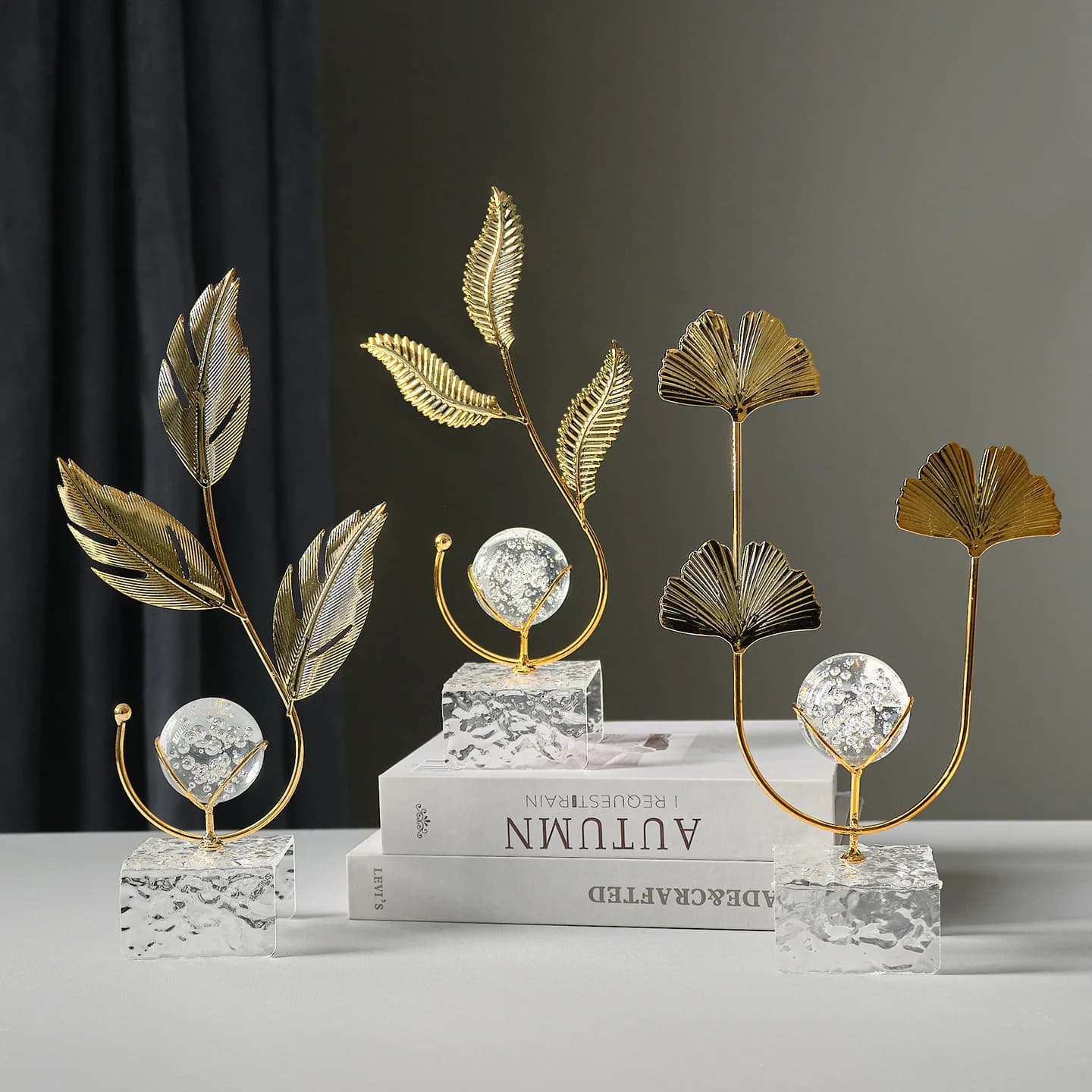 Zml metal crystal ball ornament - creative home & office decoration - iron art home desktop decor