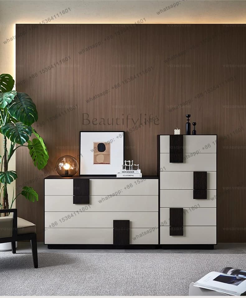 Italian minimalist light luxury six-bucket storage cabinet drawer wall cabinet living room locker