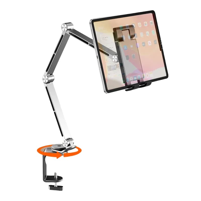 2 In1 Desktop Cell Phone Stand Holder Clamp Tablet Stand Foldable Metal Stands for Tablet Smartphone Bed Desktop ipad