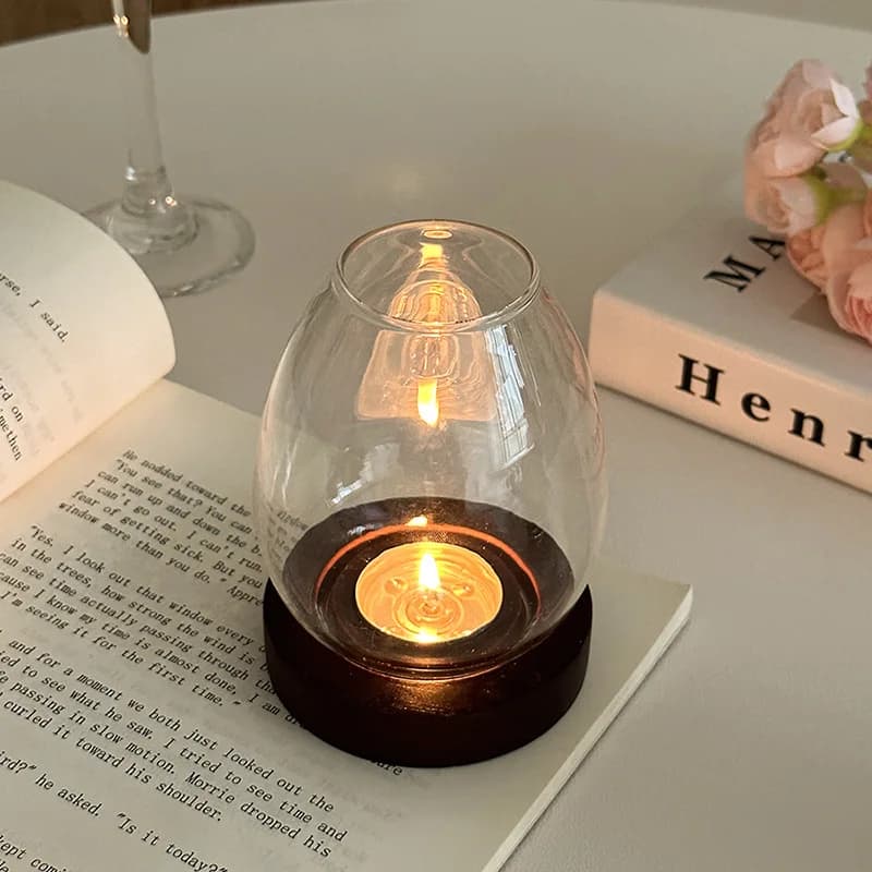 CuteLife Nordic INS Wooden Glass Decorative Candlestick Tealight Candelabra Candle Holder Ornaments Home Table Base For Candles