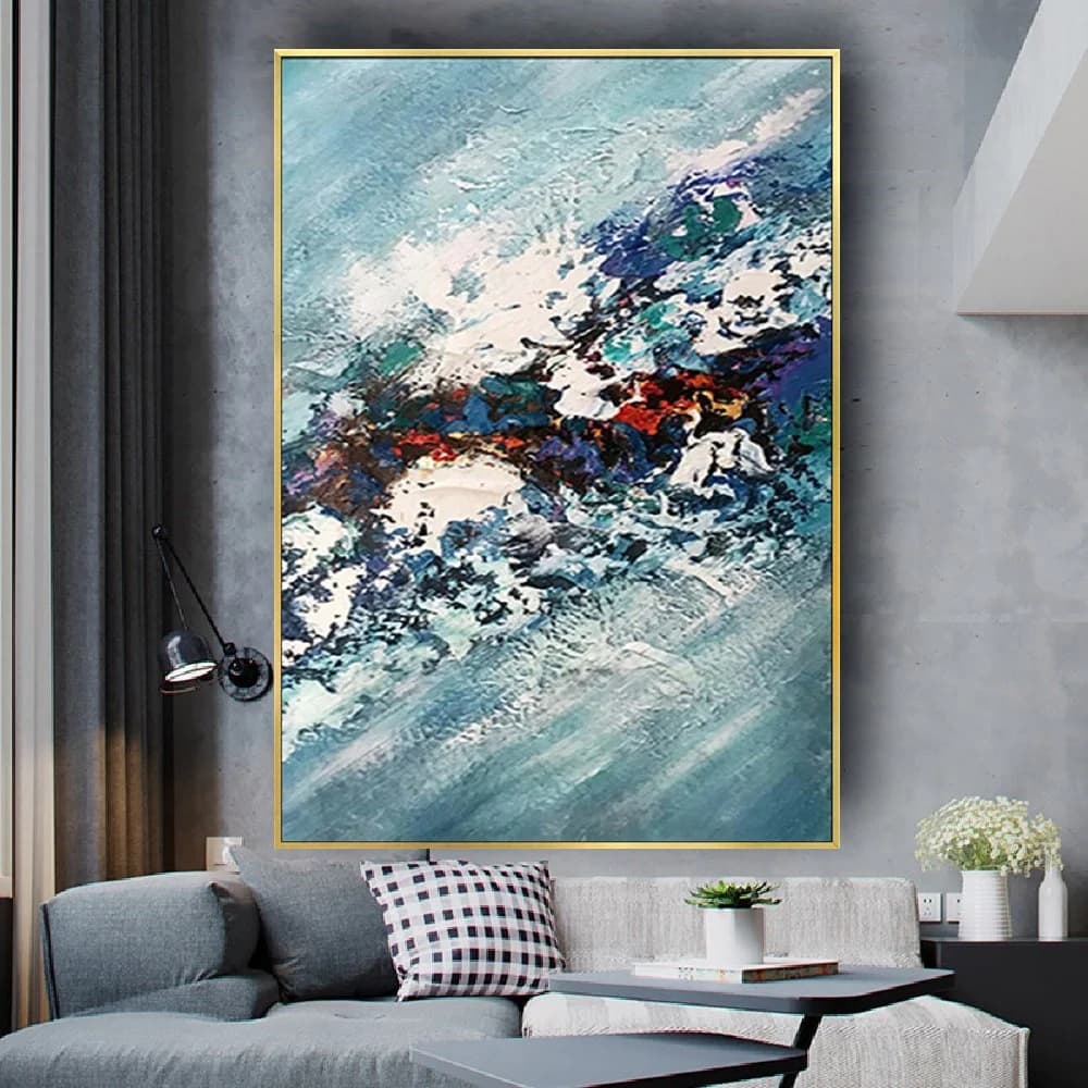 Abstract Blue Modern Style Canvas Painting Nordic hand painted oil painting Wall Art Picture Cuadros Living Room Decor Home Wall