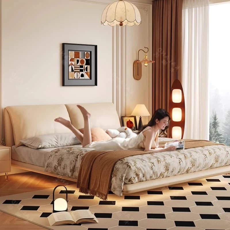Princess Leather Modern Double Bed Luxury Soft Design King Size Double Bed Space Saving Letto Matrimoniale Bedroom Furniture