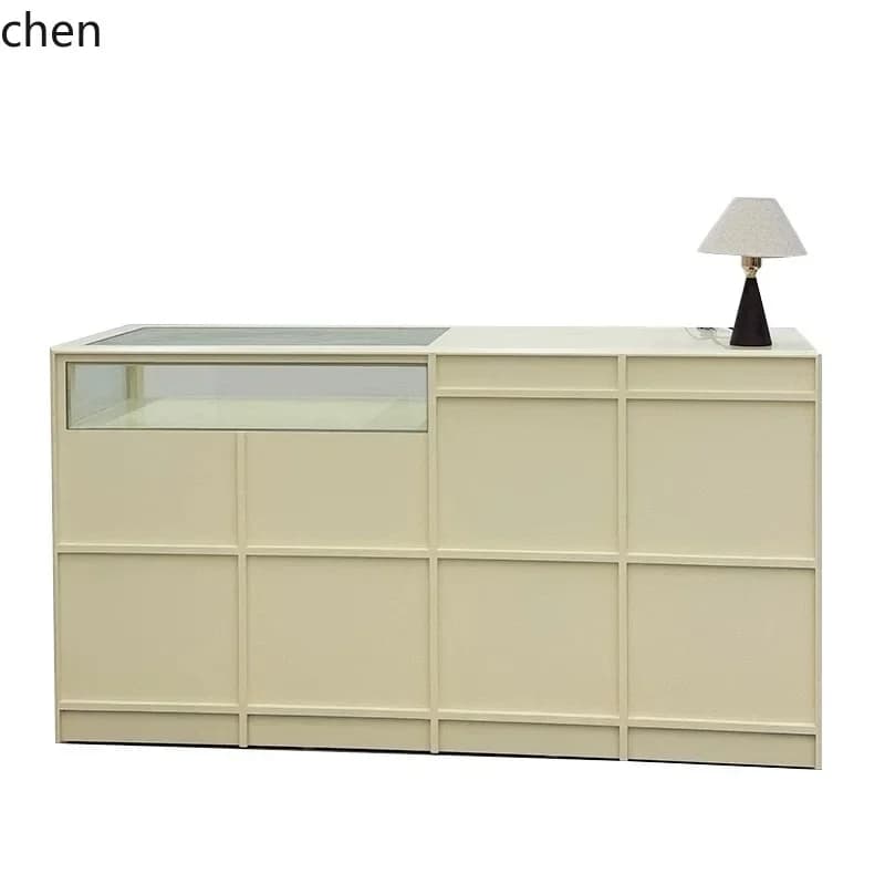 7.16-c13  Clothing Store Island Table Shop Lacquered Glass Island Counter Women's Flow Table Display Table Integrated Setup