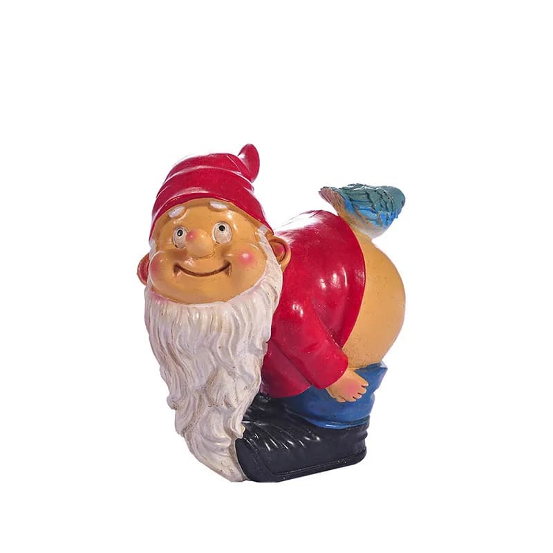 Gnome and Bird Figurine Garden Dwarf White Bearded Elderly Ornament Christmas Decoration Crafts Statue Decoration Gift
