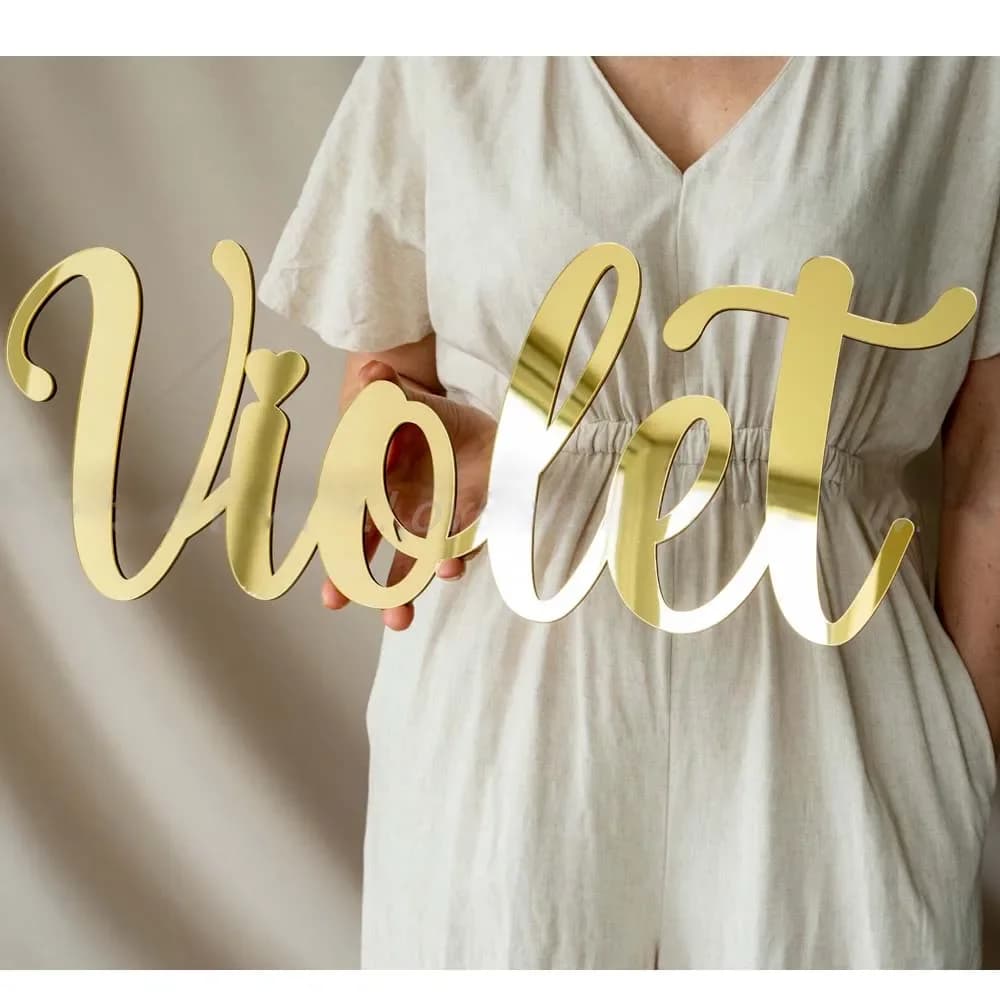 Custom Baby Name Sign Personalized Acrylic Mirror Baby Shower Name Sign Nursery Decor Wedding Party Plaque Store Sign Gift