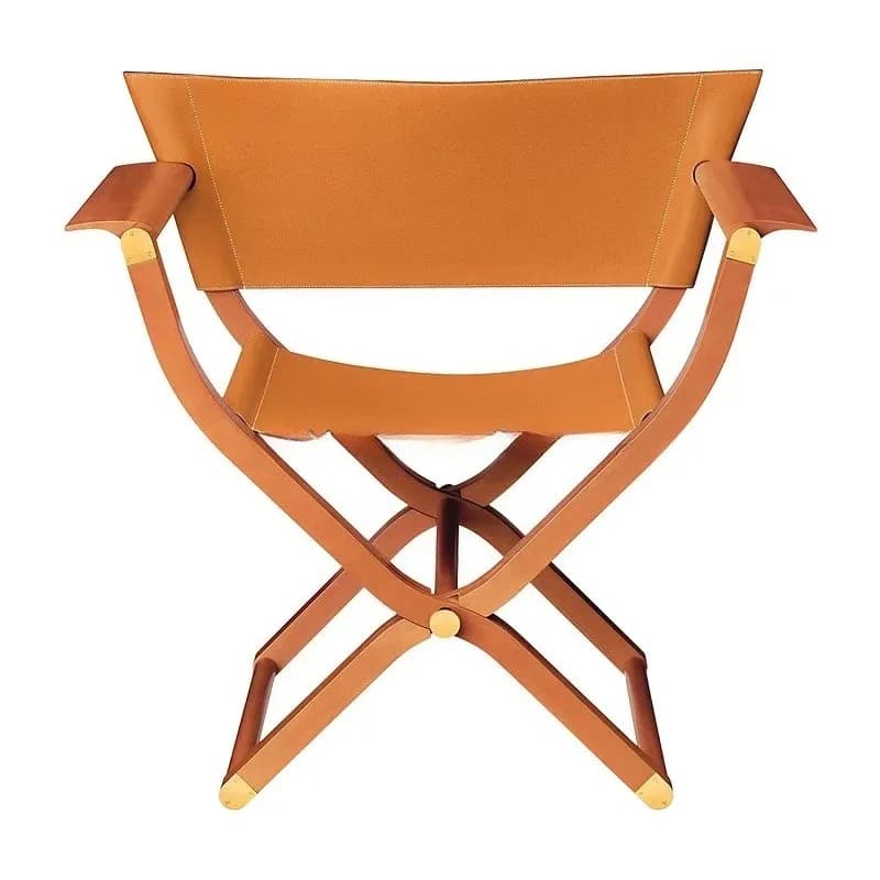 Customizable Leather Portable Foldable Outdoor Chair Camping Wood Chair Italian Luxury Lounge Chair