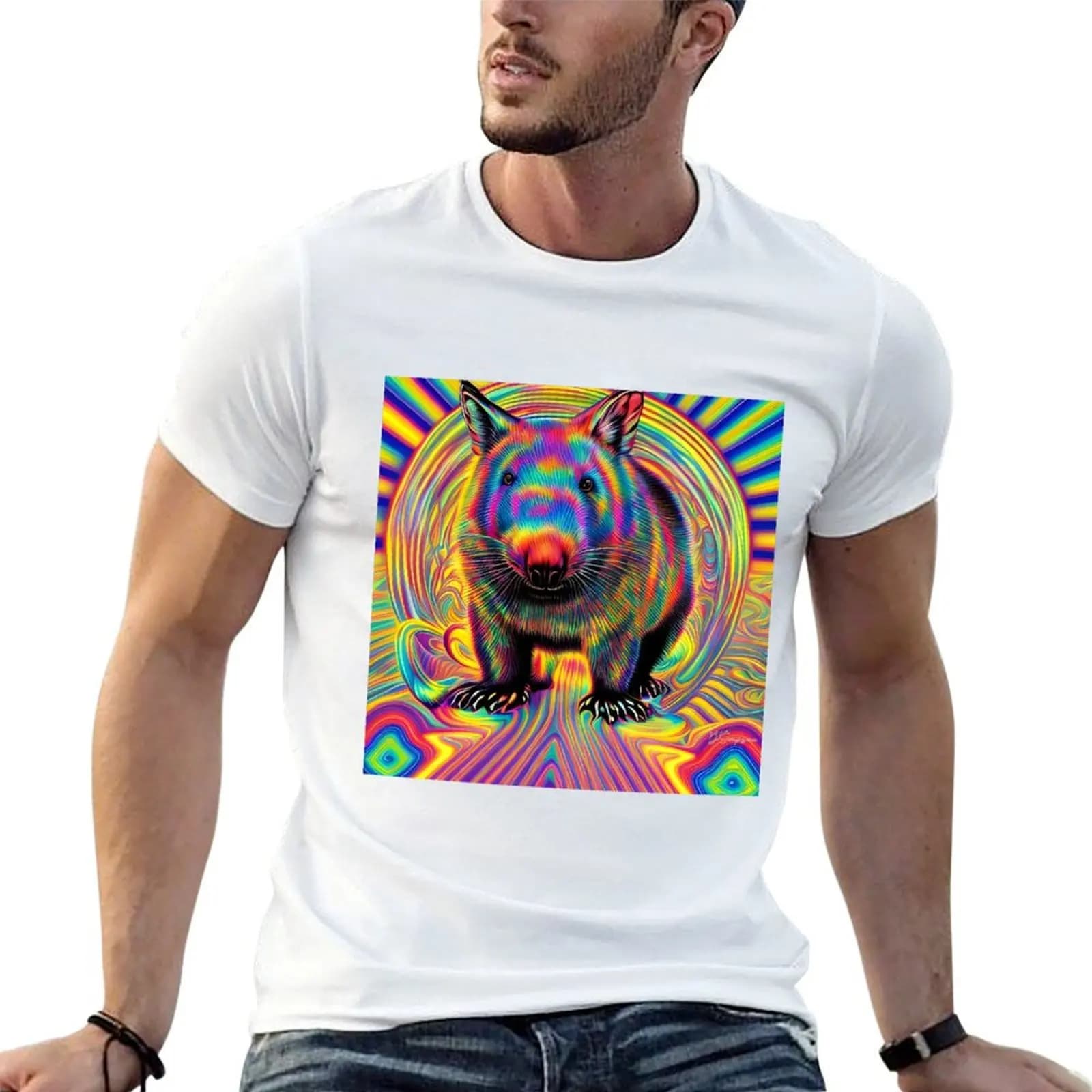 The Wombat Guru T-Shirt Plus Size Solid Color T-Shirt