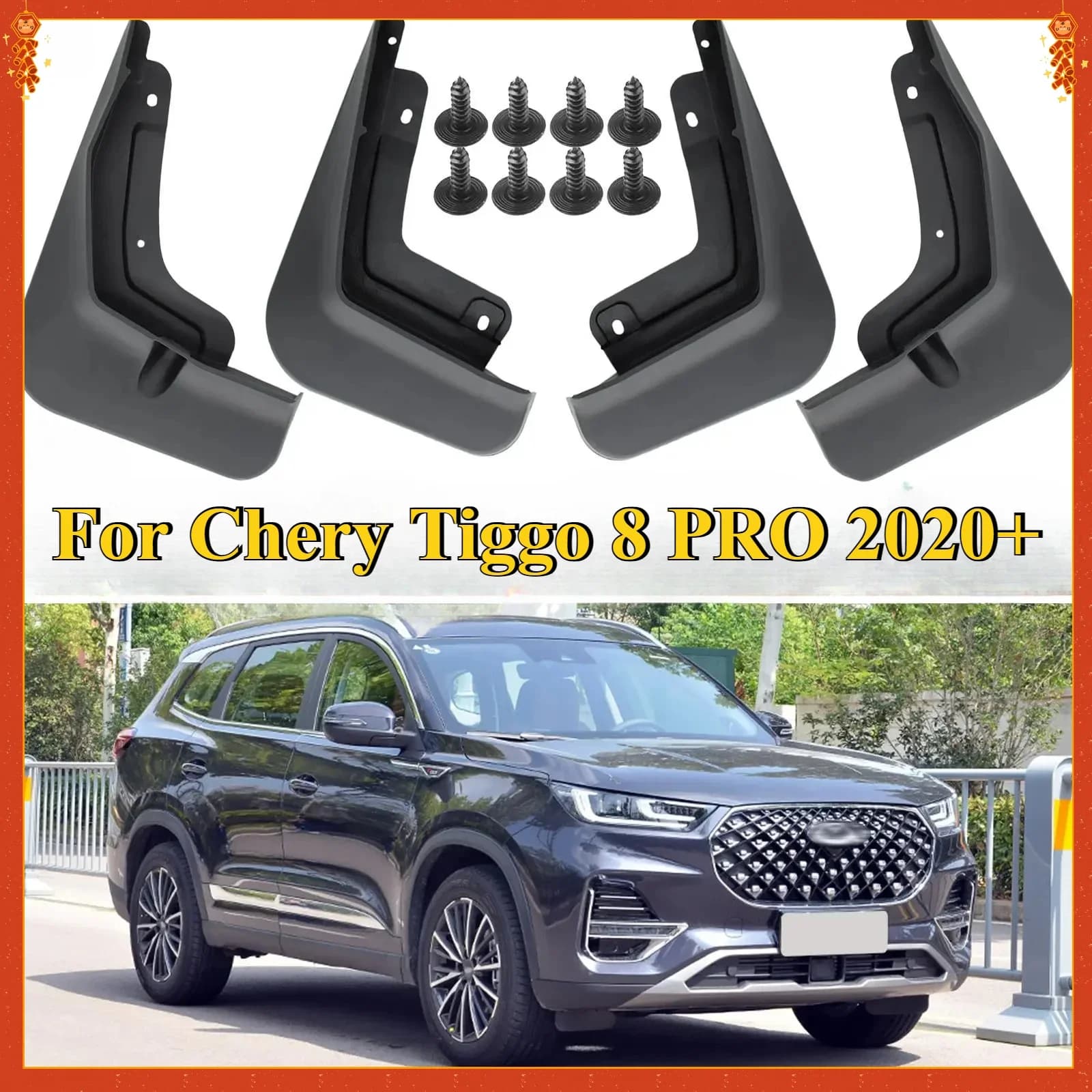 4Pcs For Chery Tiggo 8 Pro Plus 2018-2025 Mudflaps Mud Guards Flaps Splash Guards Mudguards Fender Front Rear Wheel Accessories