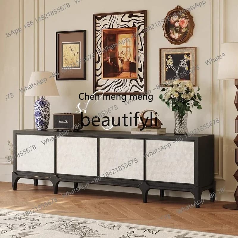 zqxTV cabinet French medium and ancient style all solid wood American retro simple coffee table combination