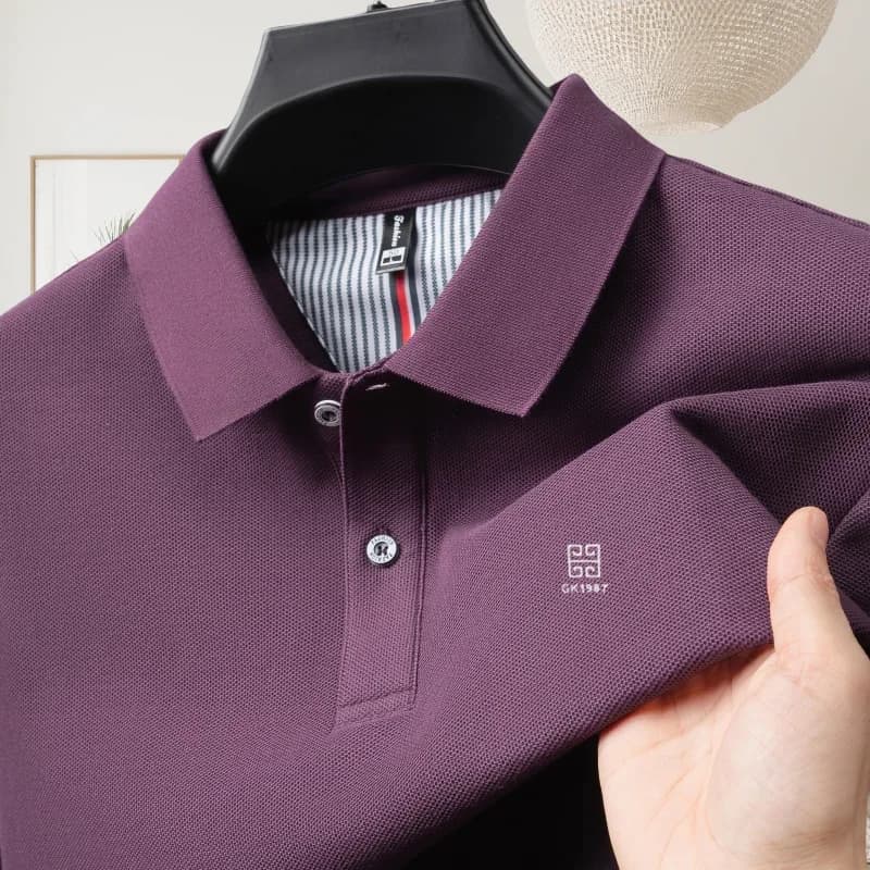 Summer men's 100% high-quality pure cotton exquisite embroidery polo shirt busine casual breath short sleeve Tshirt top