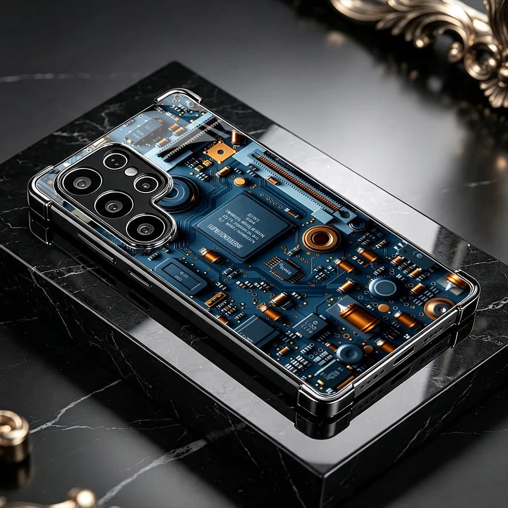 Battery circuit board Four corners Glass TPU phone case for Samsung Galaxy S26/S25/S24/S23/S22/S21 FE Ultra Plus Shockproof