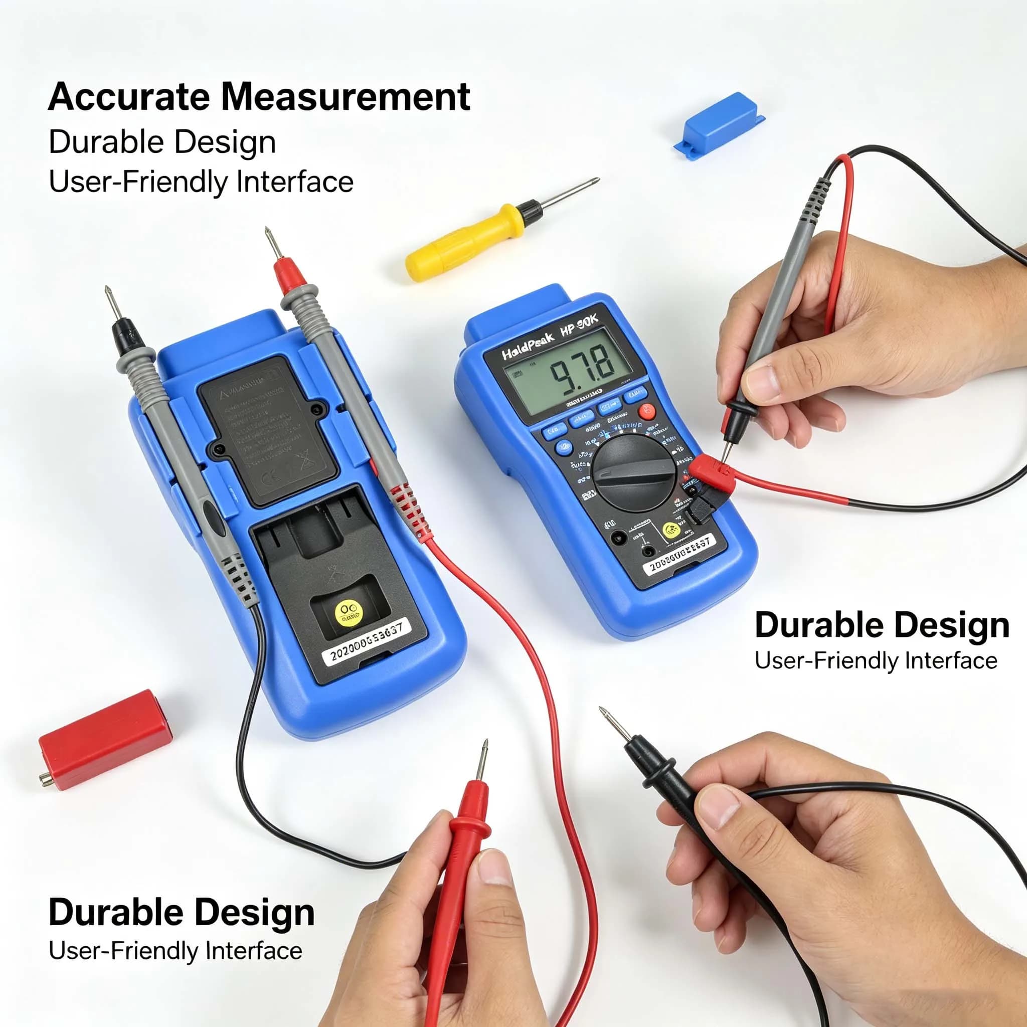 90K Digital Automotive Multimeter Auto Ranging Car Diagnostic Tool RPM Dwell Duty Cycle Pulse Voltage Current Resistance Tester