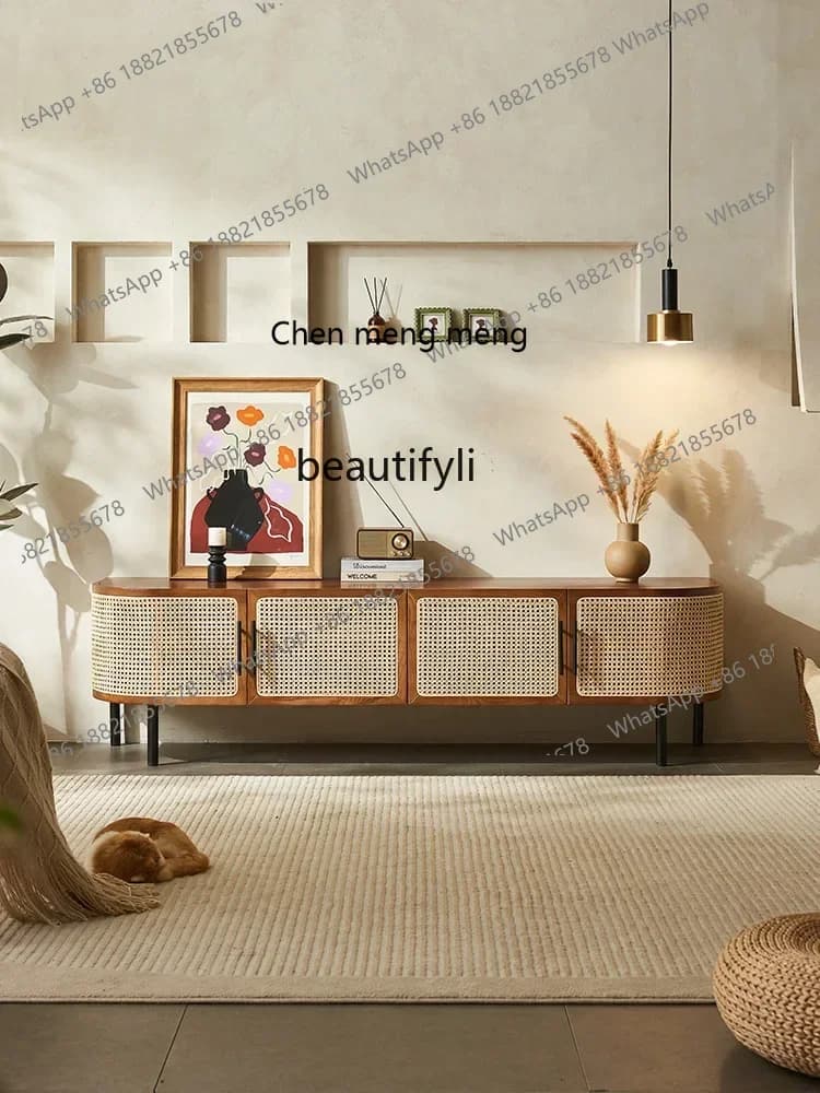 178Ash TV Cabinet Nordic Rattan Storage Cabinet Wall Cabinet Bed & Breakfast Solid Wood Furniture