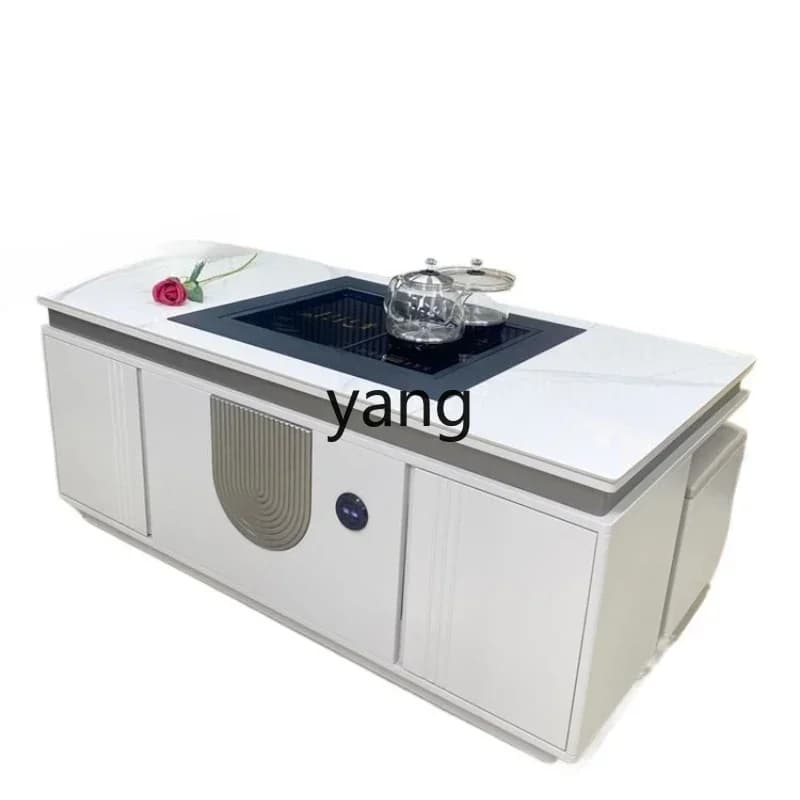LTT1 light luxury rock slab tea table multi-functional lifting tea table smart living room home tea table