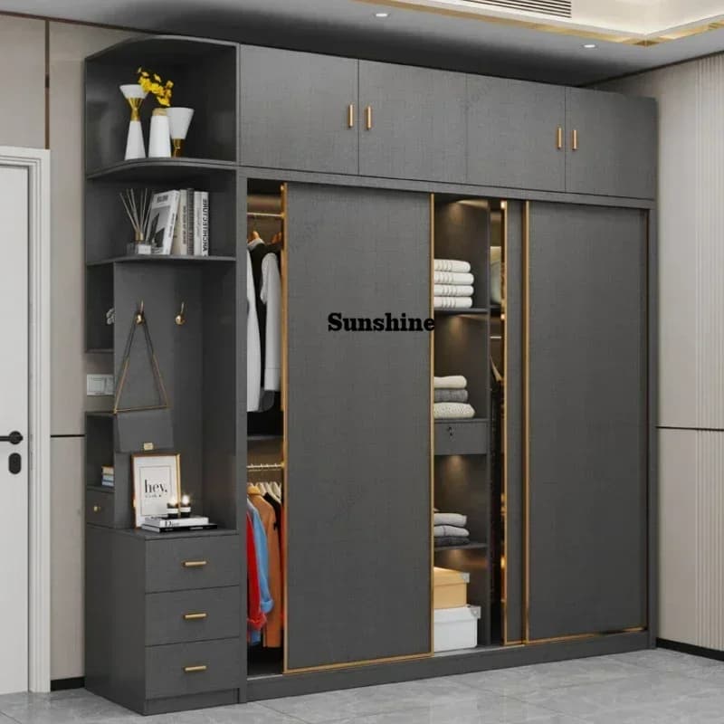 TDModern    Wardrobes Side Cabinets Luxury Home Shelf Wardrobe Bedroom Clothes Armario Ropero Dormitorio Furniture