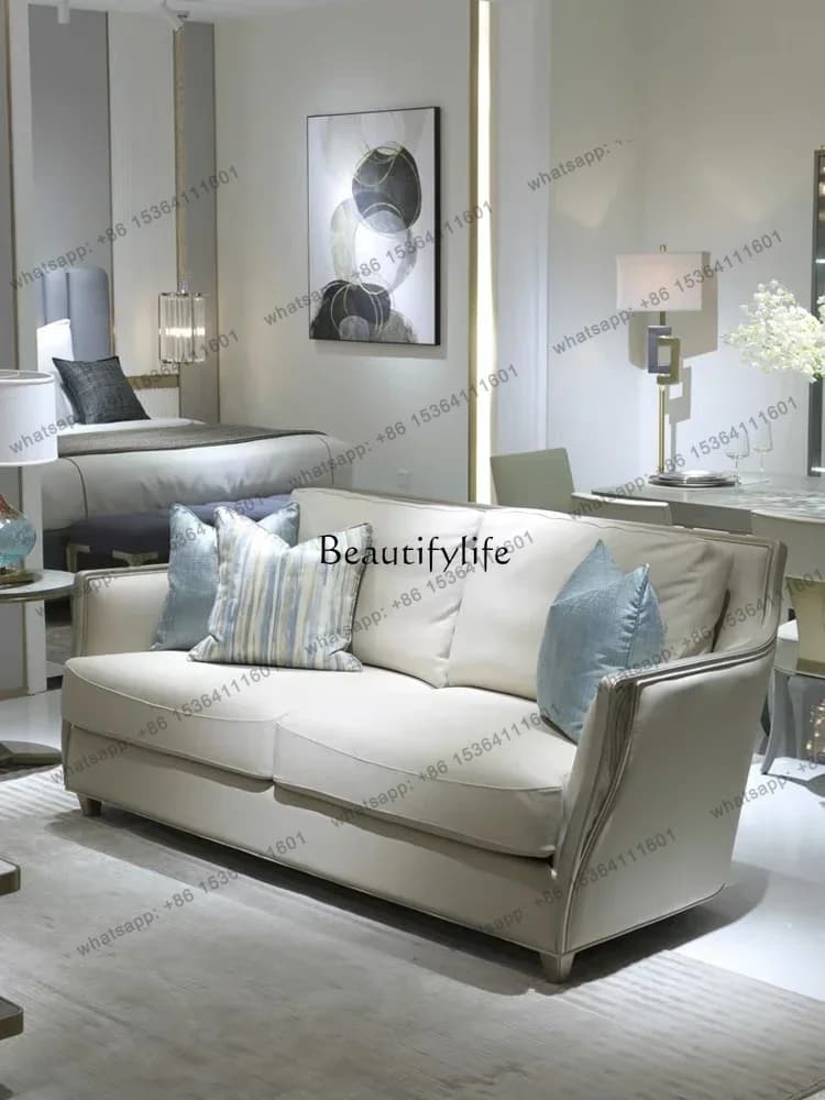 XX American Light Luxury Sofa Curved High-end Luxury Solid Wood Sofa Living Room Decoration