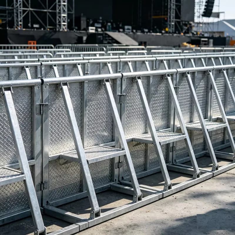 【Direct Factory Sale】 Portable Iron Steel Concert Barricade Wheels Folding Structure IP33 Protection Mobile Crowd Control Barrie
