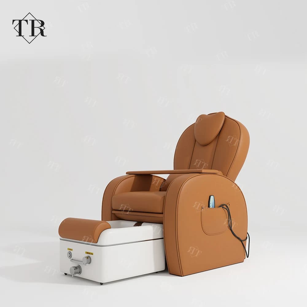 2026  Orange Pedicure Nail Salon Chairs Foot Spa Massage Sofa Chair With Removable Cold and Hot Wash Foot  Bowl