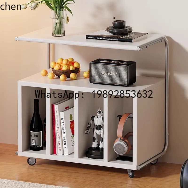 solid wood sideboard - movable side table, coffee table, storage & display cabinet for magazines