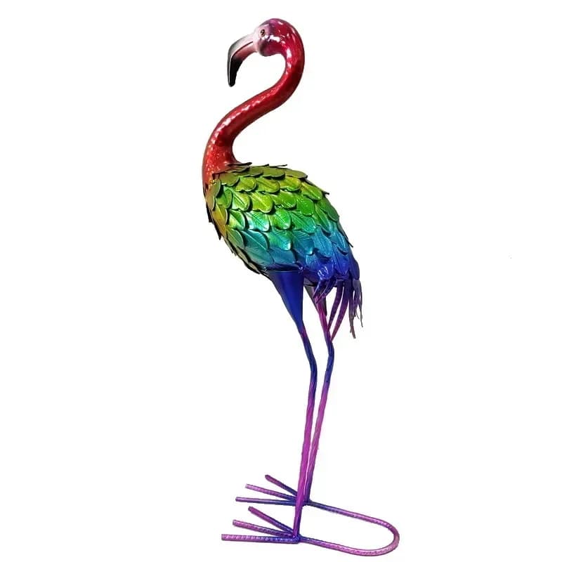 Outdoor space decoration, painted little flamingo, art decoration, garden courtyard, balcony floor ornament
