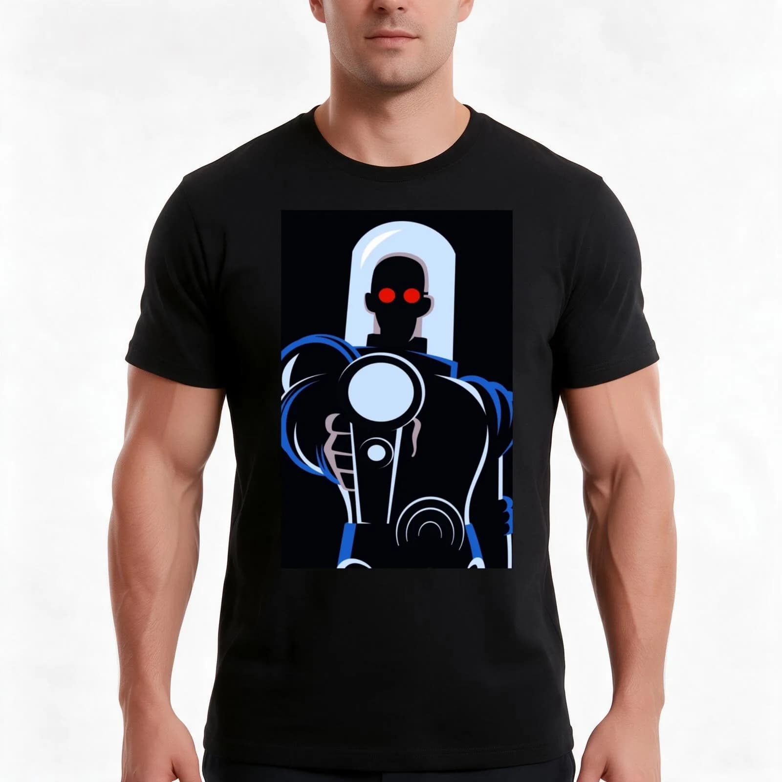 Mr. Freeze BTAS T-Shirt, Summer Casual Cotton Tee, Oversized Streetwear Tops, Vintage Graphic Print, Loose Fit Short Sleeve