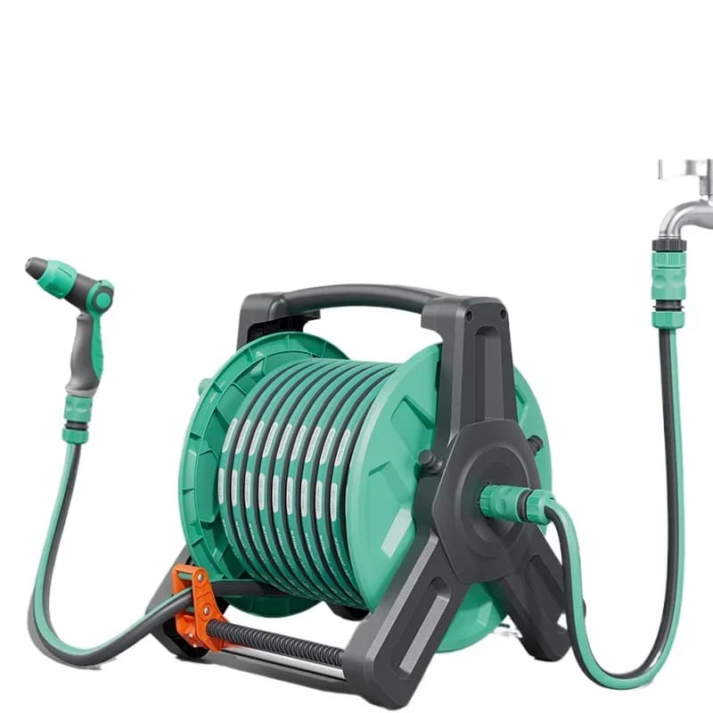 New Upgraded Rail Polypropylene Hose Reel with Portable Handle Garden Retractable Car Pet Washing Water Hose Reel