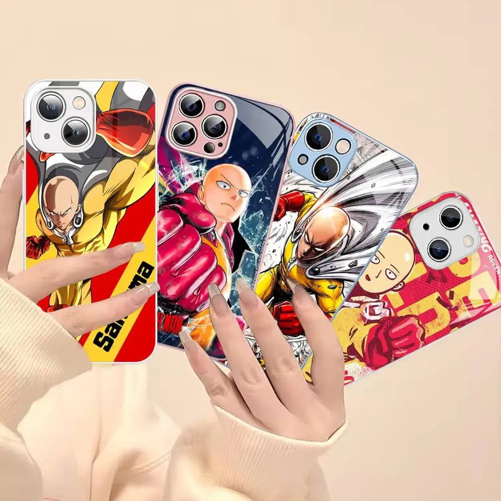 Superhero Anime One Punch Man Tempered Glass For Iphone 14 13 12 11 Pro Mini XS MAX 14Plus X XS XR Cover