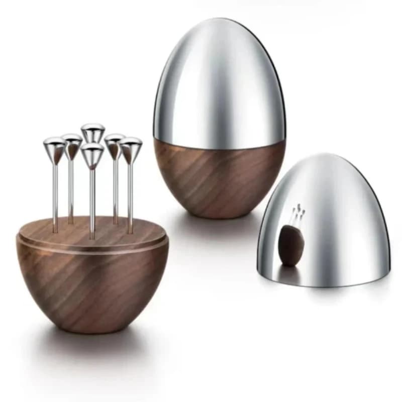 High-grade stainless steel toothpick, mahogany base, rinse and reuse, kitchen tabletop, bar counter, restaurant