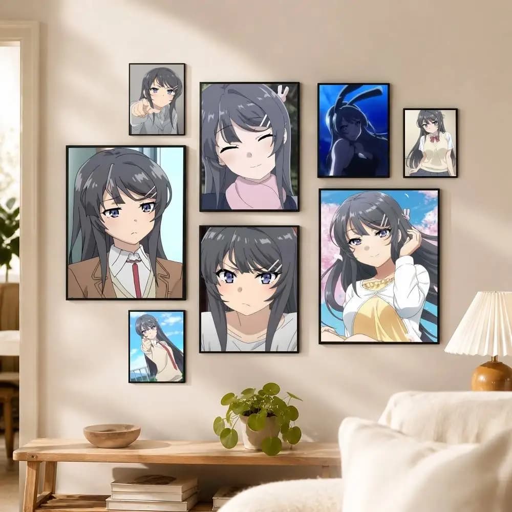 Anime M-Mai Sakurajima Poster Waterproof Wall Art Sticker For Bar Living Room Vintage Decor High Quality Print Gift