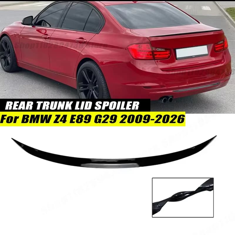 120CM Gloss Black Soft Rubber Rear Trunk Spoiler Lip Splitter 5D Carbon Look Car Accessories For BMW Z4 E89 G29 2009-2026