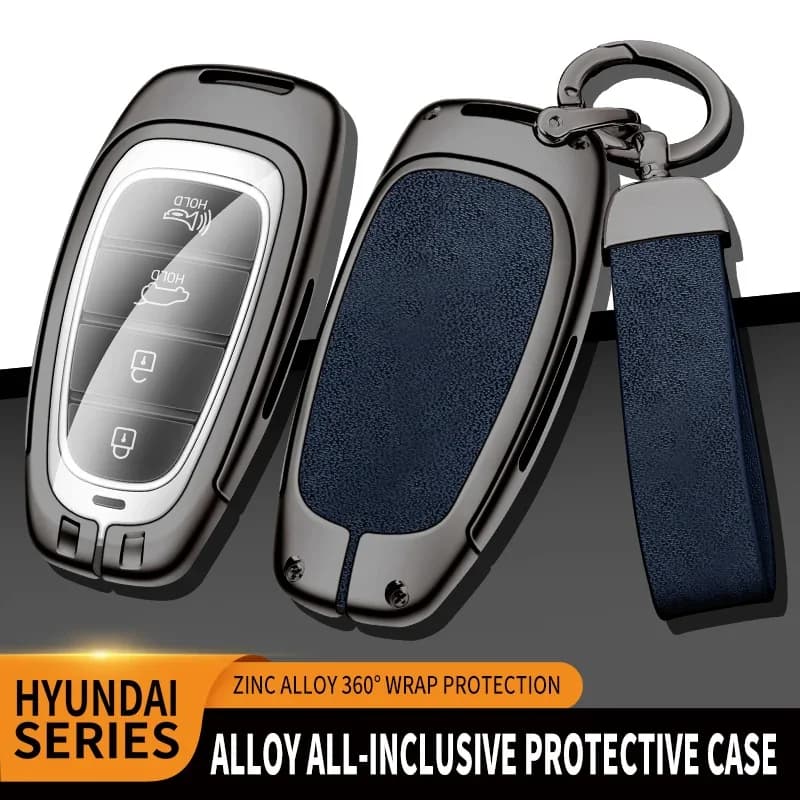 Zinc Alloy Leather Car Key Cover Shell Case for Hyundai Santa Fe Tucson 2022 NEXO NX4 Atos Solaris Prime2021 Car Key Accessories