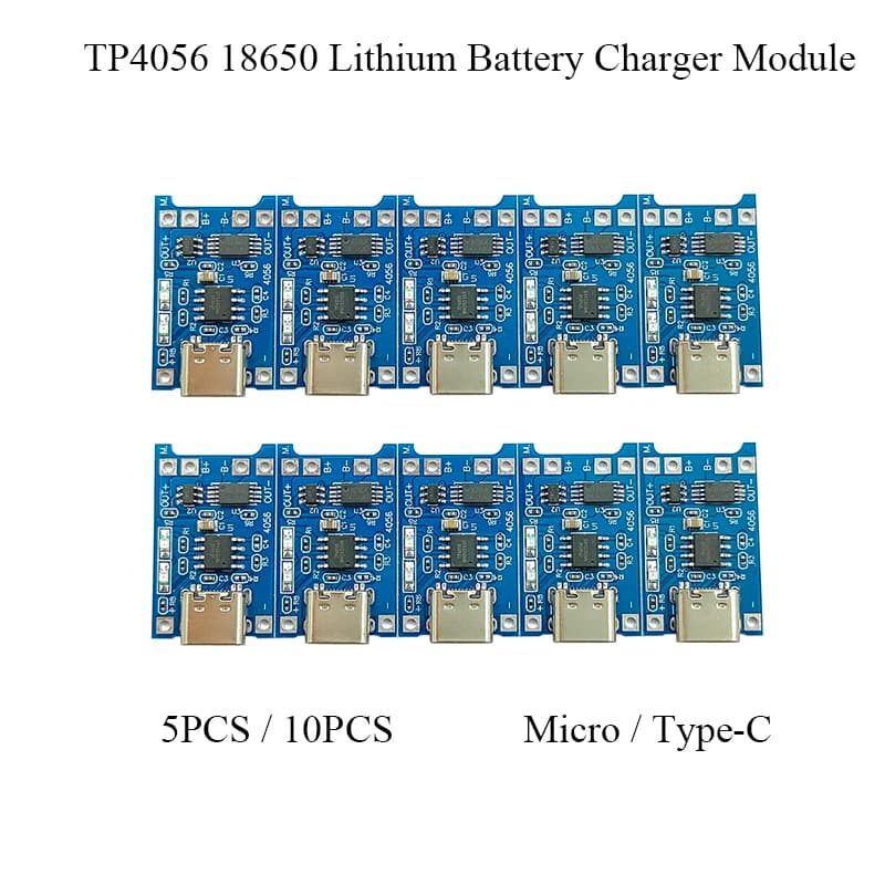 5/10pcs 5V 1A Micro/Type-c 18650 TP4056 Lithium Battery Charger Module Charging Board With Protection Dual Functions Li-ion