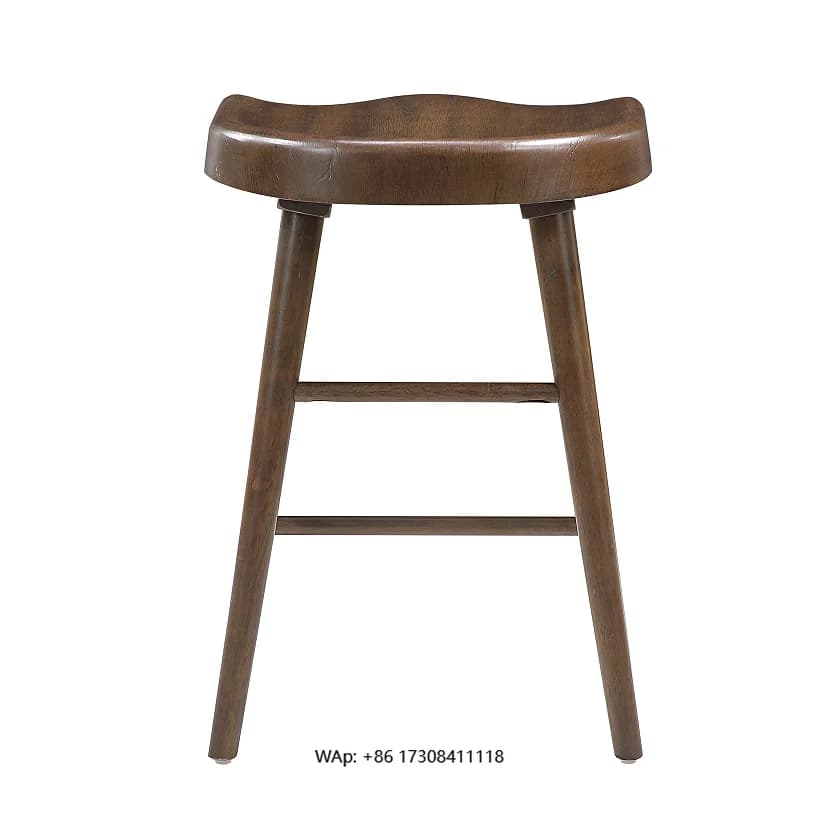 Brown finish modern bar stool with 2 pieces of wood frame furniture, suitable for hotel dining, ergonomic design