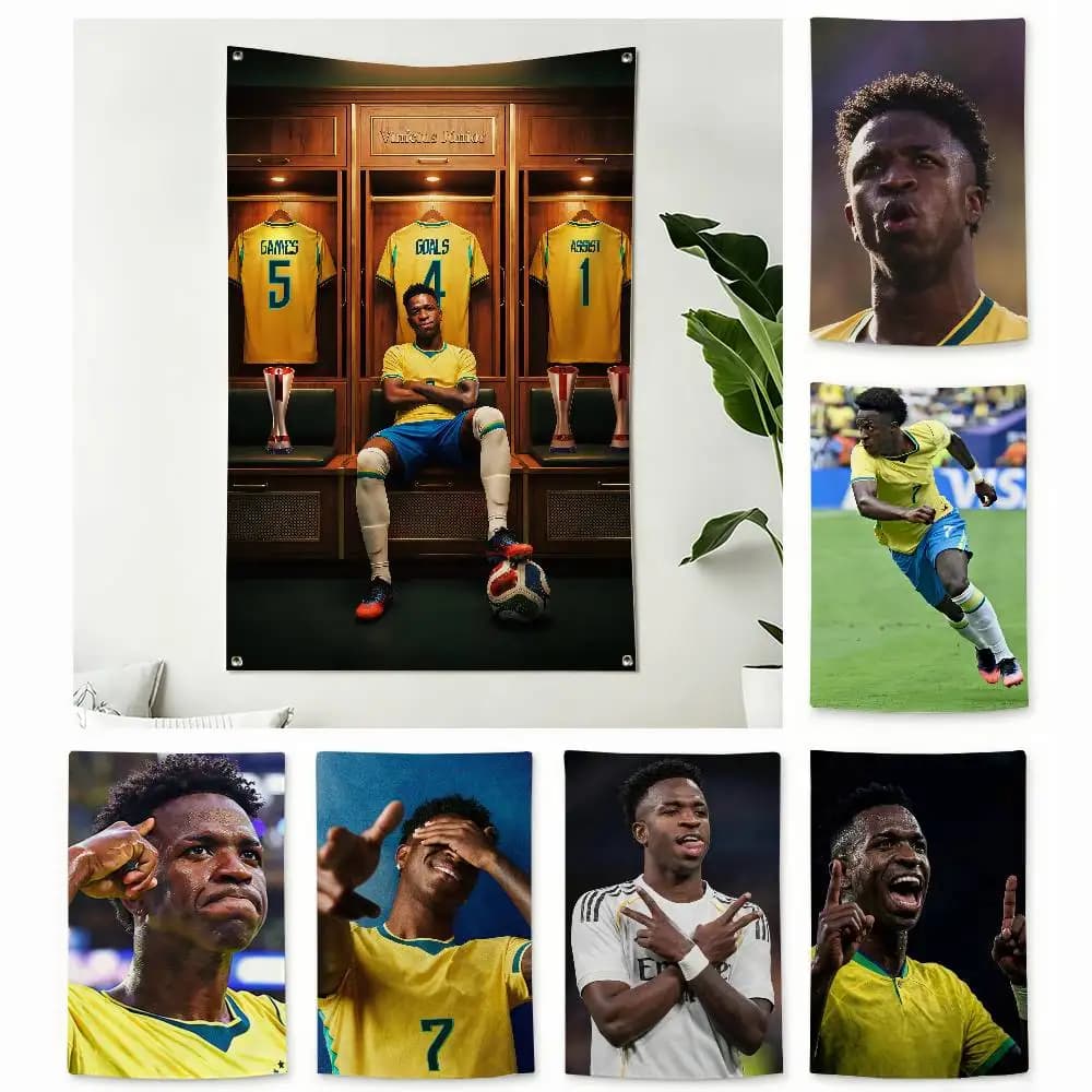 Brazil Vinicius Junior V-Vini JR  Home Decor Vertical Flags Indoor Outdoor Hanging Decor for Bedroom Living Room Wall Decoration