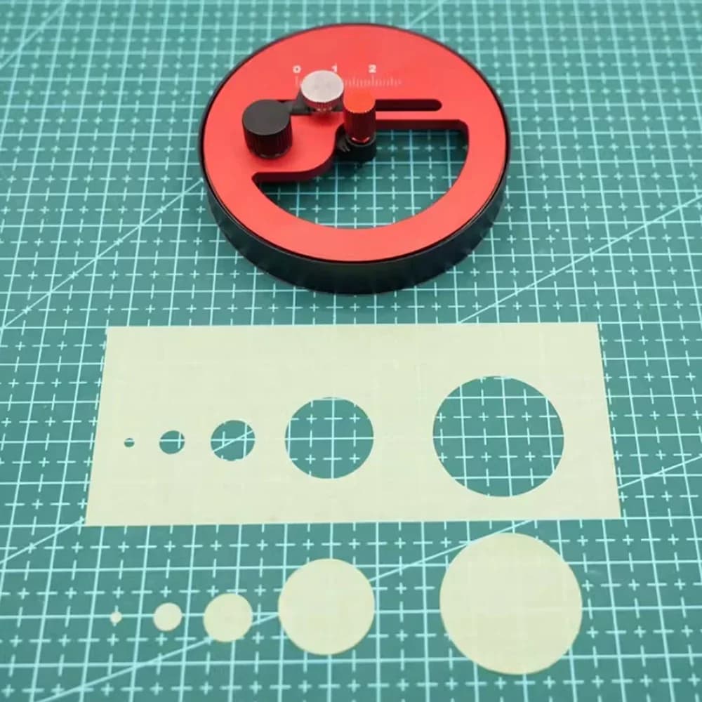 Aluminum Alloy Stepless Circular Cutter - Manual Rotary Cutter for Precision Paper, Sandpaper & Masking Tape (1-25mm Radius)