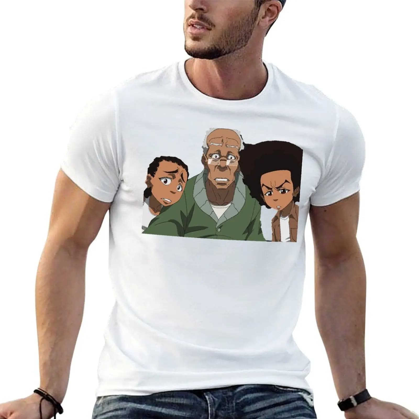 The Boondocks Huey T-Shirt korean fashion graphic t shirts mens cotton t shirts