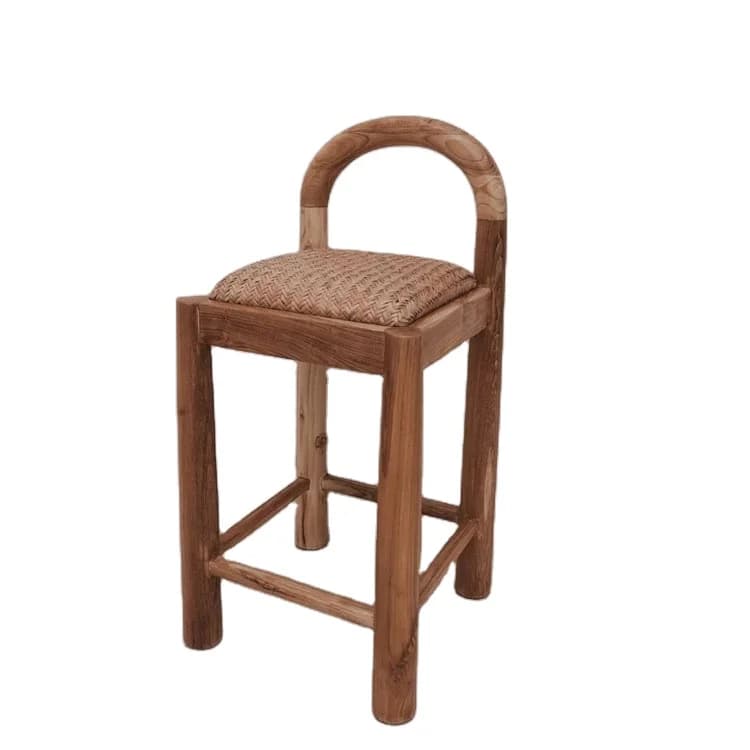 High Quality Contemporary American Style Solid Ash Wood Rattan Bar Chair Counter Stool