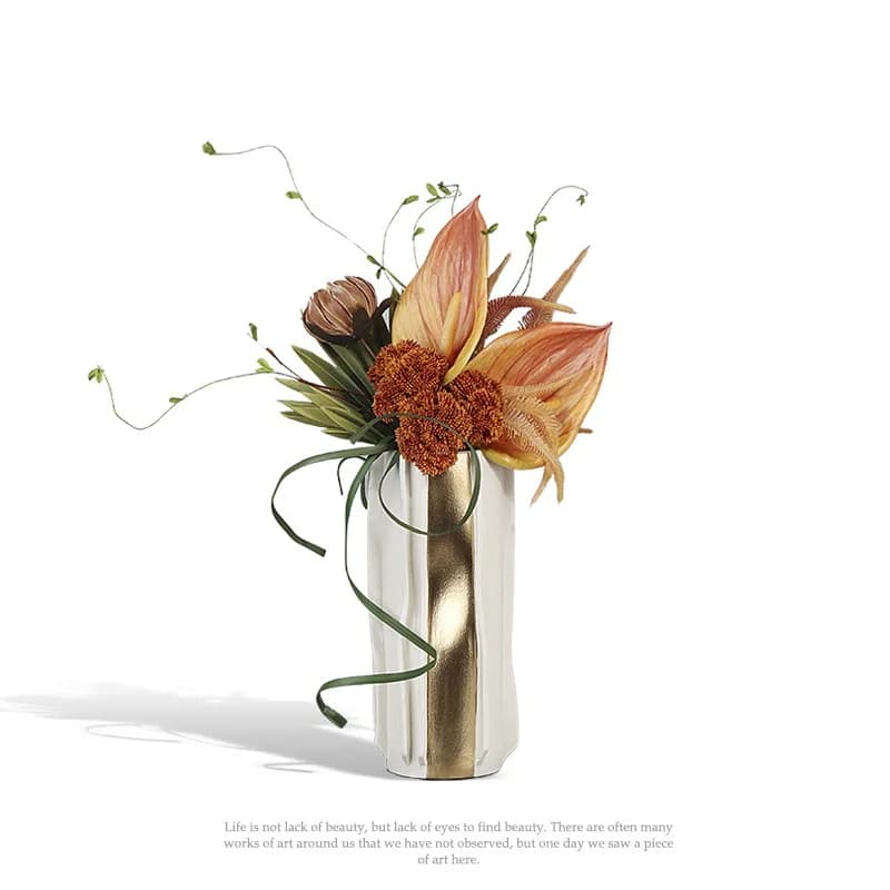 Creative flower device simulation dried flower hydroponic ceramic vase, home entrance ornament decoration handicraft