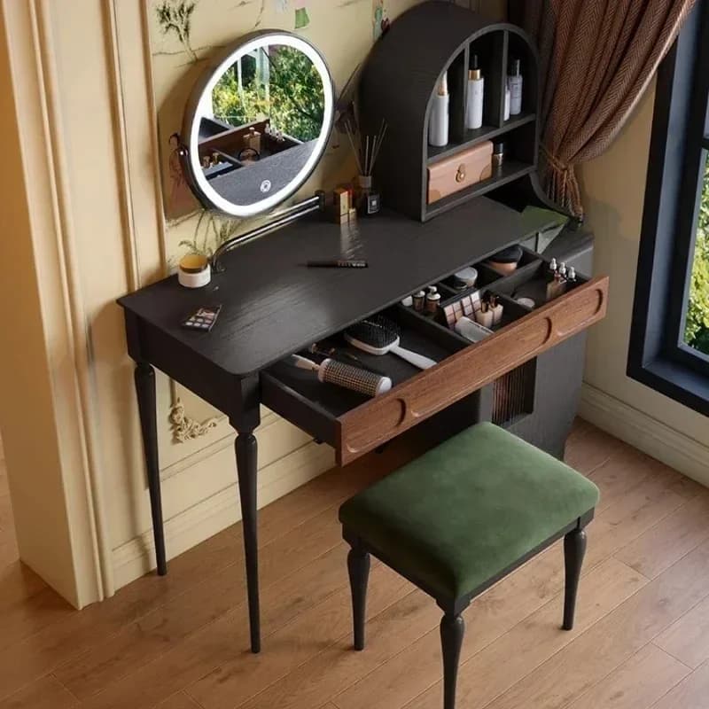 Organizer Black Vanity Table Drawer Stool Large Beauty Full Set Makeup Cabinet Luxury Modern Modern Vestidores Trendy Furniture