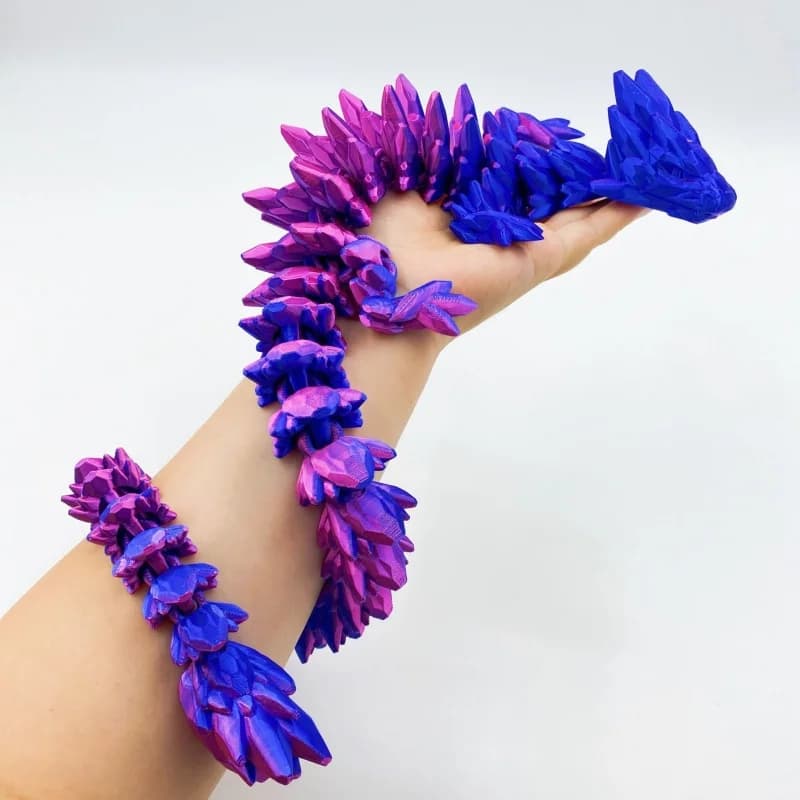 Gemstone Movable Joints dragon 3Dprinted desktop ornament,Children ideal birthday festival Gift ,Creative Home office decoration