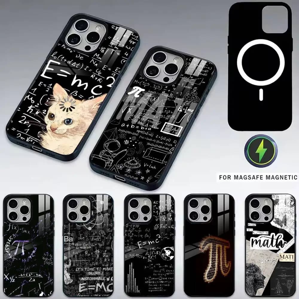 Fashion M-Mathematical equation INS Phone Case For iPhone17,16,15,14,13,12,11 Plus,Pro Magnetic with Magsafe Wireless Charging