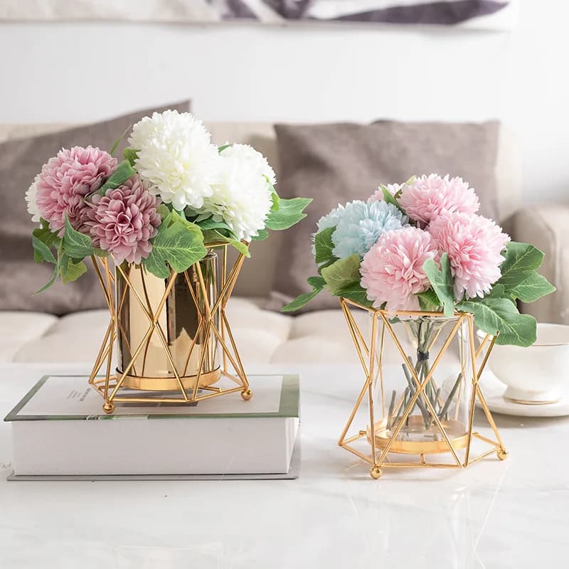 Ceramic Vase Body Iron Decorative Vase - Centerpiece of Dining Table, Hydrophilic Vase, Geometric Vase and Home Decoration