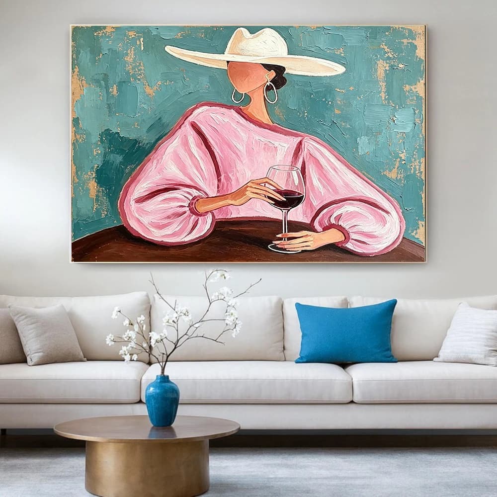 100% Hand Painted Abstract Figure Oil Painting on Canvas, Minimalist Modern Style Wall Art for Living Room Bedroom Home Decor