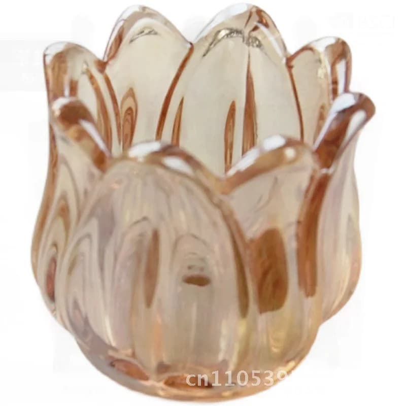 Vintage Glass Candle Holder Tulip-Shaped Transparent Amber Aromatherapy Water Cup Storage Jar INS Decorative Ornament