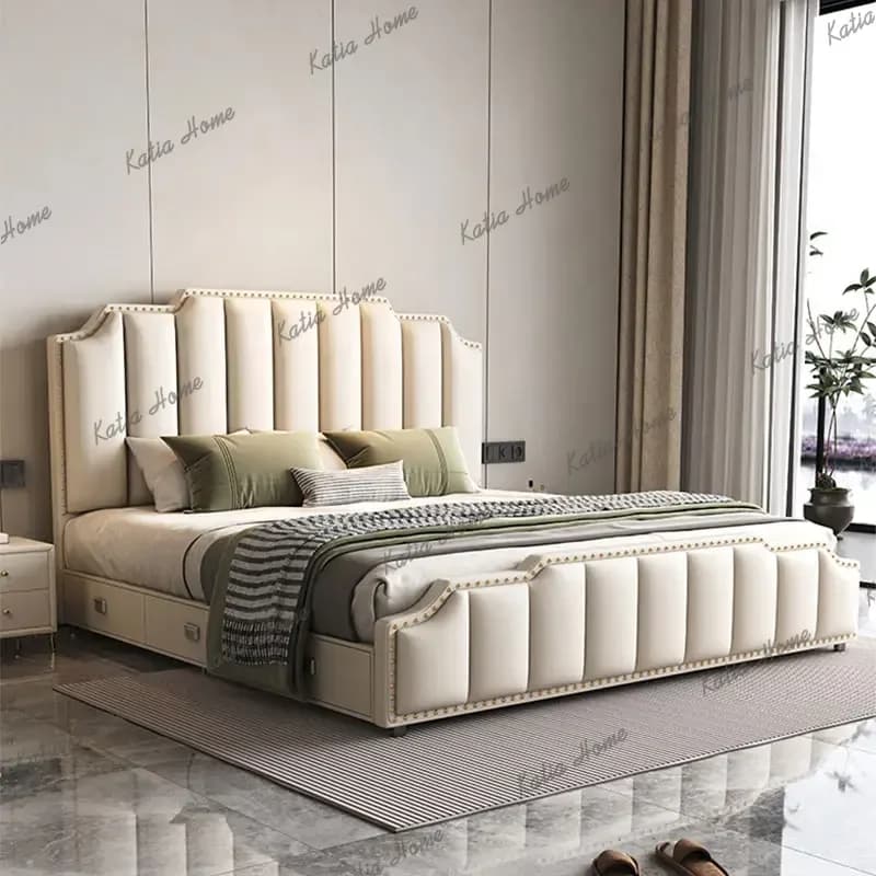 Princess Luxury Frame Double Bed Large Organizer Bedframe Headboards Double Bed Living Room Storage